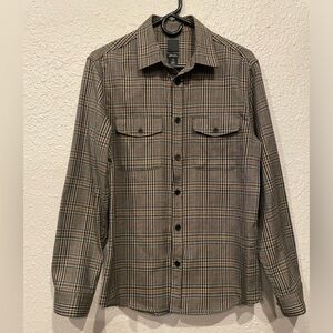 H&M Men's Brown and Black Plaid Shirt Jacket
